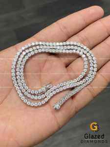 New Ravishing Round Brilliant <b>Moissanite</b> VVs Diamonds Fully Iced Out Customized Tennis Link <b>Chain</b> 10K White Gold For Unisex - Product Image 3