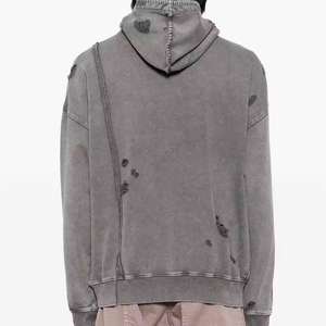 Vente en gros de sweats à capuche imprimés personnalisés Sweatshirts à capuche surdimensionnés recadrés à ourlet brut Street pour hommes Fabricants de sweats à capuche imprimés Dtg - Product Image 6