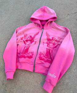 QYOURECLO personalizado desgastado cremallera con cuentas transpirables sudaderas con capucha amarillo 100% algodón Terry Sun Faded hombres DTG bordado invierno - Product Image 3