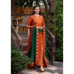 ANEELAS-FROCK Ensemble 3 pièces brodé en tissu lawn, collection 4858, avec dupatta brodé en mousseline et pantalon pour le printemps/été - Product Image 1