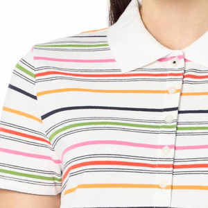 Manga corta de algodón y poliéster para mujer para Polo Logotipo impreso personalizable Ropa de calle de punto para mujer - Product Image 3