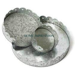 Plateau décoratif rond en argent galvanisé avec revêtement alimentaire fait à la main pour les fournitures de plateau de service de mariage de fête de bureau à domicile - Product Image 1