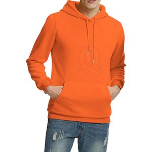 Bright <b>Orange</b> <b>Hoodie</b> Men Oversized Drop Shoulder Heavy Cotton Sweatshirt Vibrant Color Streetwear Pullover Custom Logo Print - Product Image 3