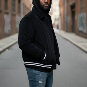 Chaqueta Varsity de Invierno para Hombre, al por Mayor, de Alta Calidad, Personalizada con Logotipo Bordado en Lona, 100% Lana, Impermeable, Color Sólido, Gruesa - Product Image 2