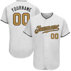 Uniforme de baseball Industrie Sportswear Personnalisé Blanc Vieux Or-Noir Authentique Maillot de Baseball - Product Image 1