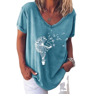 Venta al por mayor 2022 último diseño personalizado camiseta de mujer 100% algodón ODM tamaño estilo color ecológico teñido liso - Product Image 2