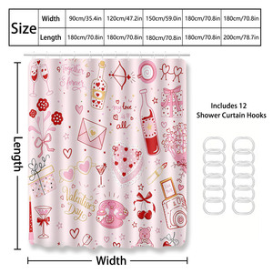Custom Printed Waterproof Shower Shower <b>Curtain</b> for Bathroom Waterproof Polyester <b>with</b> <b>Hooks</b> - Product Image 4