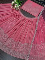 NOUVEAU FABZONE DESIGNER BRIDAL GEorgette Soie Broderie Sequins LEHENGAS CHOLI DUPATTA Tenue de Soirée Indienne/Pakistanaise pour Femme 100%