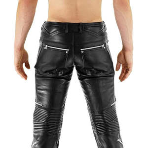 กางเกงขายส่งหนังแท้ทรงสลิมฟิตทรงตรงติดกระดุมแบบรักษ์โลกสไตล์ไฮสตรีทสำหรับผู้ชายสุดเทรนดี้ - Product Image 6