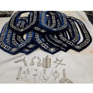 Collier de chaîne maçonnique du 33e degré du Rite écossais, plaqué or, régalia maçonnique, collier de chaîne du Grand Maître, devant ou derrière violet - Product Image 3