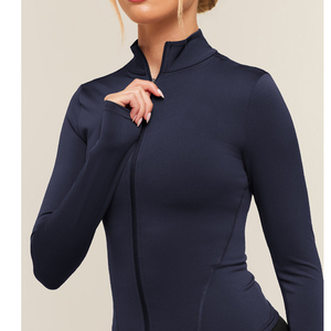 Veste de sport pour femme, écologique, respirante, extensible dans quatre directions, à manches longues, zippée, coupe ajustée, pour la course à pied et le yoga, avec poches - Product Image 5