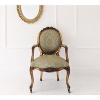Chaise de salle à manger ou de chambre moderne en acajou doré à la main, style Palais de Versailles