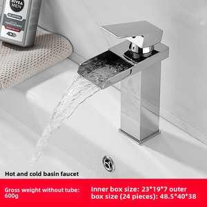 Moderner Mattschwarzer Edelstahl Wasserfall-Waschtischmischer mit Einhebelmischer für Warm- und Kaltwasser, Einlochmontage für Aufsatzwaschbecken - Product Image 5