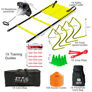 Kit de Entrenamiento de Velocidad para Niños Stag Iconic, Ejercicio de Fútbol y Cricket con Obstáculos Fijos de Plástico y Escalera para Juegos Deportivos - Product Image 5