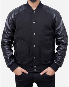 Veste universitaire grande taille de meilleure qualité pour hommes, veste en laine à manches en cuir avec logo personnalisé et broderie coupe-vent Letterman - Product Image 1