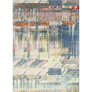 Alfombra Kavi Azul de Lana y Seda de Bambú Anudada a Mano Unstring Srb(709)-Patrón Abstracto para Uso Doméstico - Product Image 1