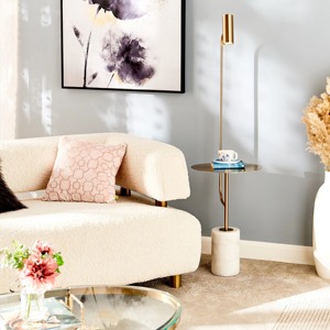 Lampadaire en tissu blanc en forme de champignon pour la décoration intérieure de salon de luxe moderne, élégant, support doré LED pour la maison et le bureau - Product Image 3