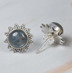 Boucles d'oreilles en argent massif véritable avec pierre précieuse de labradorite naturelle Boucles d'oreilles en argent sterling 925 Cadeaux pour femmes Bijoux élégants - Product Image 3