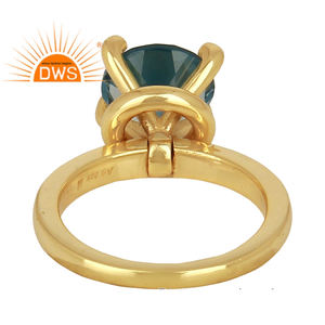 Meilleure vente bague empilable en argent sterling plaqué or naturel Cz et topaze bleue de Londres fabricant de bijoux fins Demi - Product Image 2