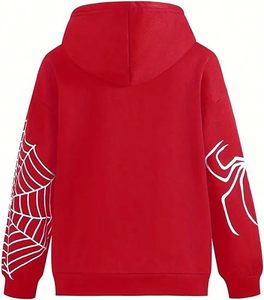 Tendance tricoté 100% coton décontracté Streetwear à capuche surdimensionné femmes sweats amples sweats à capuche épaules tombantes lettre imprimer - Product Image 2