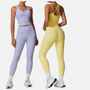 Conjunto de yoga para mujer Material sólido duradero con patrón a cuadros Gimnasio Fitness Ropa deportiva para entrenamiento y ropa de gimnasio - Product Image 1