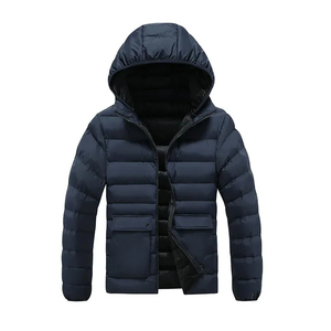 Chaqueta acolchada de poliéster sólido para hombre de otoño e invierno, nueva chaqueta de invierno de bombardero acogedora ultraligera con capucha - Product Image 5