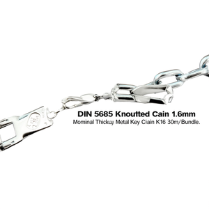 DIN 5685 Knotted <b>Chain</b> 1.6mm Nominal Thickness <b>Metal</b> <b>Key</b> <b>Chain</b> K16 30m/Bundle - Product Image 2