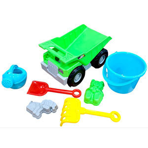 Plastic Kids Beach Dump Truck <b>Toy</b> <b>Set</b> with Bucket Watering Can Shovel Rake Sand Molds - Product Image 1