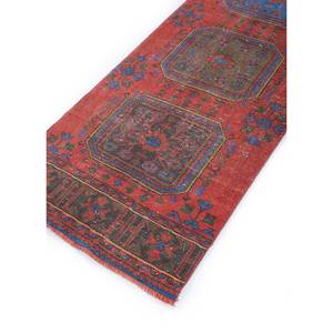 Tapis en laine noués à la main de grande taille, style vintage, motif médaillon rouge et orange, pour salon ou couloir - Pae-2530 - Product Image 2
