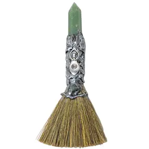 Spiral Goddess Alloy Magic Broom for Sale Green Crystal Aventurine Silver 50 Gemstone Mascot Crystal Figurine Rose Figurine