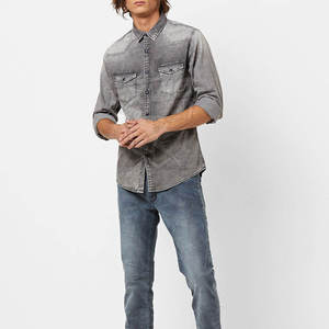 Fabrication professionnelle, conception de logo personnalisée, chemise en jean confortable pour homme, vente chaude, chemise en jean durable pour homme - Product Image 4