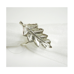 Anneau de serviette en aluminium fantaisie Vantage, plaqué nickel, en forme de feuille en relief, qualité supérieure, décoration de table de designer, décoration de mariage - Product Image 1