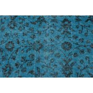 Alfombra turca Vintage azul moderna, 5,2x8,5 pies, respaldo de látex de lana, patrón Rectangular, altura de pila de felpa para uso en el coche de la sala de estar - Product Image 5