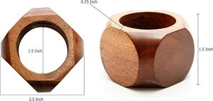 แหวนผ้าเช็ดปากทำจากไม้แปดเหลี่ยมทำด้วยมือสำหรับงานแต่งงานงานเลี้ยงคริสต์มาสและโอกาสพิเศษอื่นๆ - Product Image 6