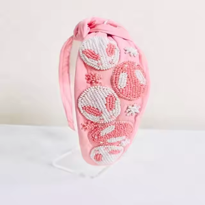 Diademas con cuentas de semillas para el día de Pascua Diademas anudadas Diademas con cuentas de semillas bordadas a mano Diademas con cuentas de lentejuelas para el día de Pascua - Product Image 3