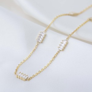 Collar con Colgante de Piedra Baguette de Diseño Rectangular para Mujer, Hecho a Mano en Turquía, Joyería de Plata de Ley 925 al por Mayor - Product Image 2