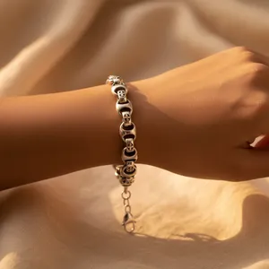 ART PALACE Bracelet jonc pour homme en argent 925 plaqué rhodium, motif fleur, style bohème, religieux chrétien, élégant, idéal pour cadeau de fête - Product Image 3