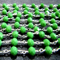 Vert Olive 6mm Rondelle Hydro Quartz Perles Fil De Laiton Enveloppé Chaîne De Chapelet Perlé avec Calcédoine