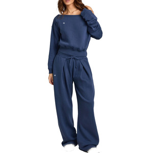 Conjunto de Sudadera y Pantalones Deportivos para Mujer, Hombros Descubiertos, Mezcla de Algodón, Corte Holgado, Ropa Deportiva para Suministro al por Mayor de Marca Privada - Product Image 1