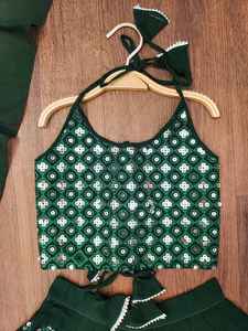 Shoryam Fashion Lehenga Choli vert à sequins entièrement cousu, longueur ras du sol, pour filles, vêtements ethniques, robe de fête et de festival - Product Image 3