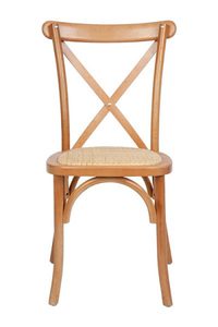 Rossa Eco-Friendly Outdoor <b>Rustic</b> Cross-back <b>Dining</b> <b>Chair</b> Made From Solid Teak Wood Frame Woven Rattan Seat with Natural Finish - Product Image 6