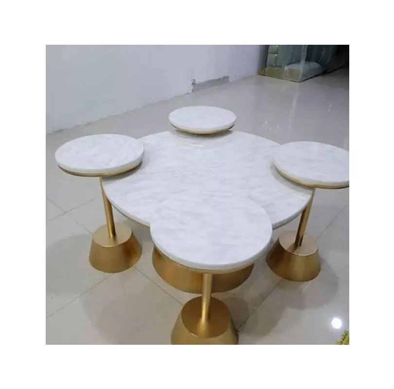 Wholesale Quantity Supplier of Best Quality Elegant Design Green/ White/ Black Marble Top and Brass Metal Base Coffee Table