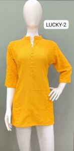 PRESENTA CHIKANKARI TOP CORTO TOTALMENTE LUCKNOWI TRABAJO EN LA PARTE DELANTERA + TRASERA + MANGAS - Product Image 4