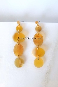 Pendientes naturales cavados a mano Vintage de cuerno de buey, forma redonda de alta calidad, acabado brillante, bisutería ligera - Product Image 6