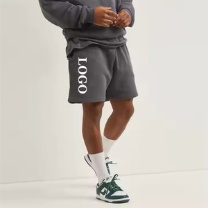 Pantalones cortos deportivos para correr de verano de alta calidad Unisex con logotipo personalizado, pantalones cortos deportivos sólidos de algodón y lana de poliéster en blanco de peso pesado para - Product Image 5