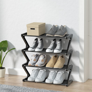 Scarpiera multifunzione a 4 livelli a forma di Z mobili per la casa convertibili con ripiani in tessuto per riporre l'organizzatore di scarpe salvaspazio - Product Image 1