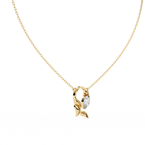 จี้เพชรแล็บโกรว์ทรงมาร์คีส์ ทองคำขาว 14K รับรองโดย IGI สร้อยคอหรูหราสำหรับงานแต่งงานสำหรับผู้หญิง - Product Image 3