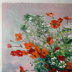 Dipinti ad olio su tela di lino moderna 20 × 24 pollici 100% decorazione murale di fiori in vaso dipinti a mano con stampa fatta a mano - Product Image 6