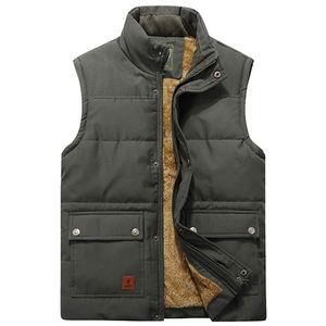 Flygo-Chaleco acolchado para hombre, cálido, sin mangas, para exteriores, con forro polar grueso, cremallera, estilo botón, ropa exterior transpirable - Product Image 4