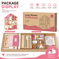 Rumah Boneka Kayu Besar untuk Anak-anak 3 Lantai, Rumah Bermain dengan Perlengkapan Furnitur, Hadiah Mainan Khusus untuk Anak Perempuan |   rumah boneka
